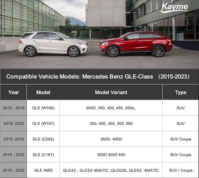 Kayme Heavy Duty SUV Car Cover Custom Fit Mercedes Benz GLE GLE300 GLE350 GLE400 GLE450 GLE53 GLE63 (2015-2025) Waterproof All Weather for Automobiles, Full Exterior Covers Sun Rain UV Protection.