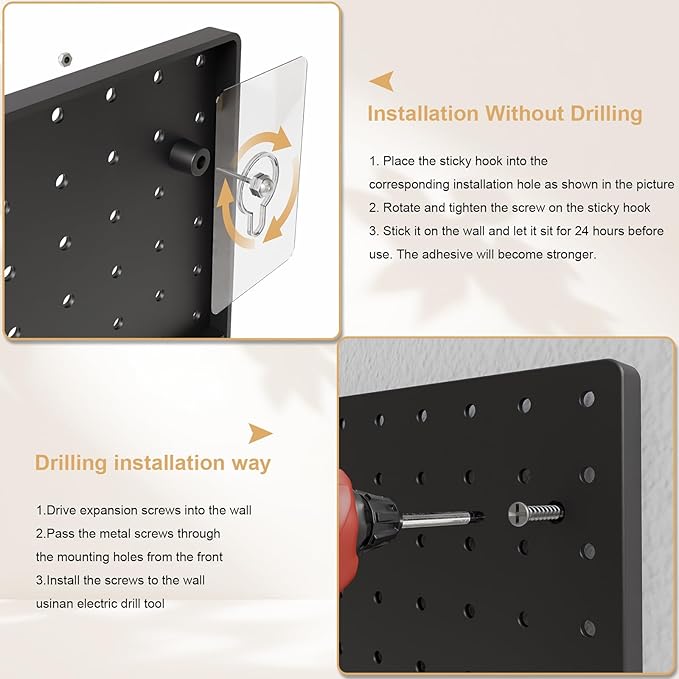 FZK Peg board Kit, Peg Board with Hooks, Includes 4 Black Pegboards and Accessories, Plastic Pegboard,Pegboard Wall Organizer, Garage Storage