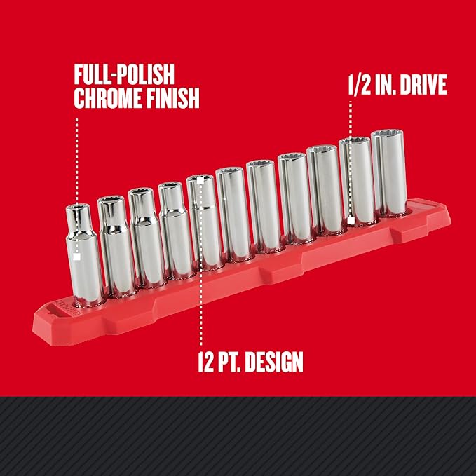 CRAFTSMAN Deep Socket Set, 1/2-Inch Drive, Metric, 11-Piece (CMMT12049)