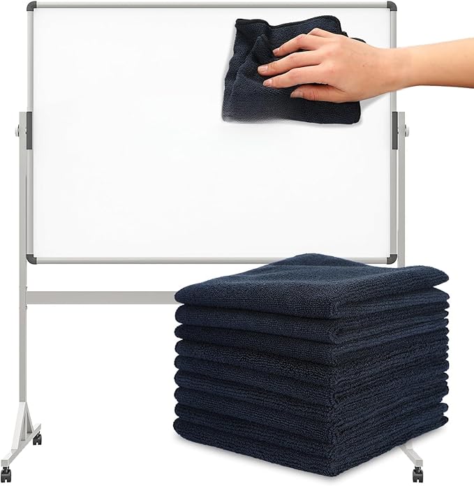 Tanlade Microfiber Cleaning Cloth Cleaning Rags Reasonable Kitchen Towels Microfiber Towels Cars Wash Dry Erase Cloth (12 x 12 Inch,Black,10 Pcs)