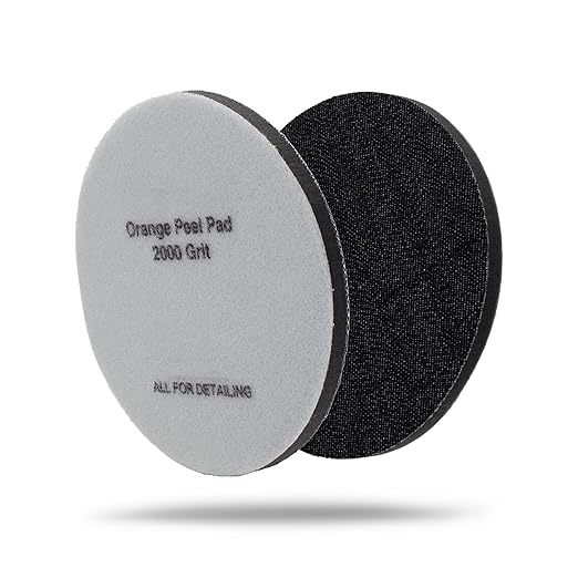 Maxshine 5" Universal 2-Pack 2000 Grit Black Denim Orange Peel Remover Polishing Pads – Hook & Loop for Easy Attachment – Professional Pad for Paint Texture Leveling & Detailing