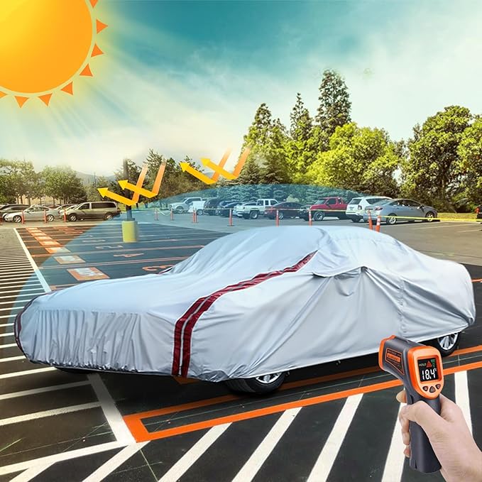 Waterproof Car Covers Replace for 1984–1996 Corvette C4, 6 Layers All Weather Custom-fit Car Cover with Zipper Door & 18 Ponit Windproof Bands for Snow Rain Dust Hail Protection