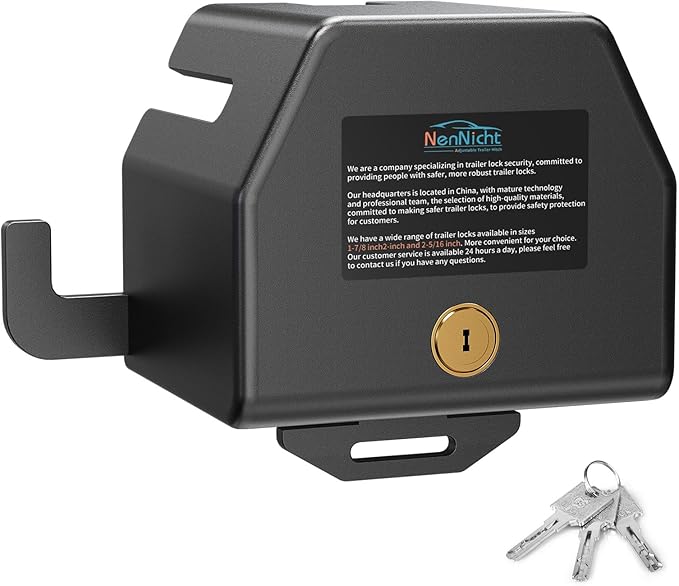 Trailer Hitch Lock, Anti Theft Coupler Lock Fits 1-7/8", 2" and 2-5/16"-Inch, Heavy Duty Trailer Lock for Maximum Safety and Protection, Camper Accessories for Travel Trailers Rvs