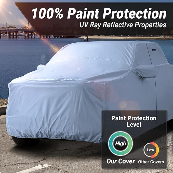 iCarCover 30-Layer Premium Truck Car Cover Waterproof All Weather | Rain Snow UV Sun Protection Full Car Covers | Silverado 2500 3500, Sierra 2500HD 3500HD, F-250 350 450, Size T76 (See Size Chart)