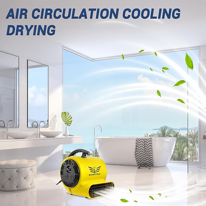 Air Mover Blower Fan, Industrial 1/2HP 2500CFM Monster Floor Blower Carpet Dryers - 3 Speeds, 4 Adjustable Angles, 15FT Long Cord, Stackable - 2026 Upgraded