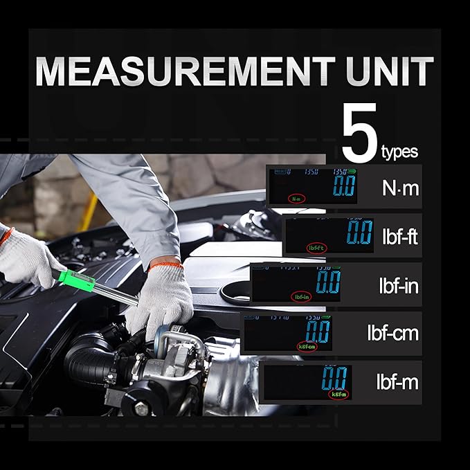 UPGRADE 1/2 Inch Drive Digital Torque Wrench 8-160FT-LB/10-220N.M, Torque Range Accurate to 2%, Electric Torque Wrench with Buzzer and LED Flash Notification for Bike/Motorcycle/Auto Repair