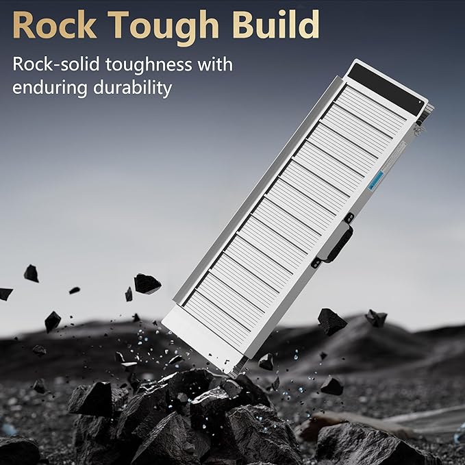 4FT Portable Wheelchair Ramp, Non-Slip Aluminum Folding Handicap Ramp, Ramps for Wheelchairs for Home with Handle, Wheelchair Ramps for Home Steps/Stairs/Threshold/Doorways/Scooter, 600LBS Capacity