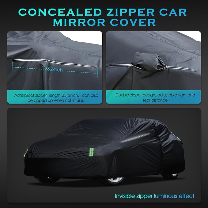 Car Cover Waterproof All Weather for Automobiles, Size A3 Universal Fit for Sedan Camry, Ford Mustang, Chevy Camaro/Malibu, Kia Optima, Hyundai Sonata, Nissan Altima, Tesla Model (187-198 inch)