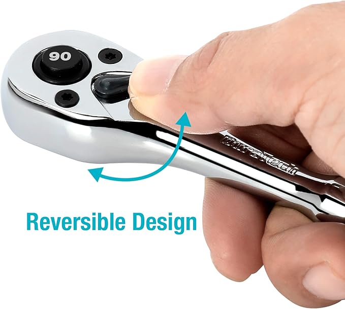 DURATECH 1/4-Inch Drive Ratchet, 90-Tooth Quick-release Ratchet Wrench, Reversible, Cr-V Made, Full Polished, Stocking Stuffers for Men Gifts for Men Gifts for Women gifts for dad