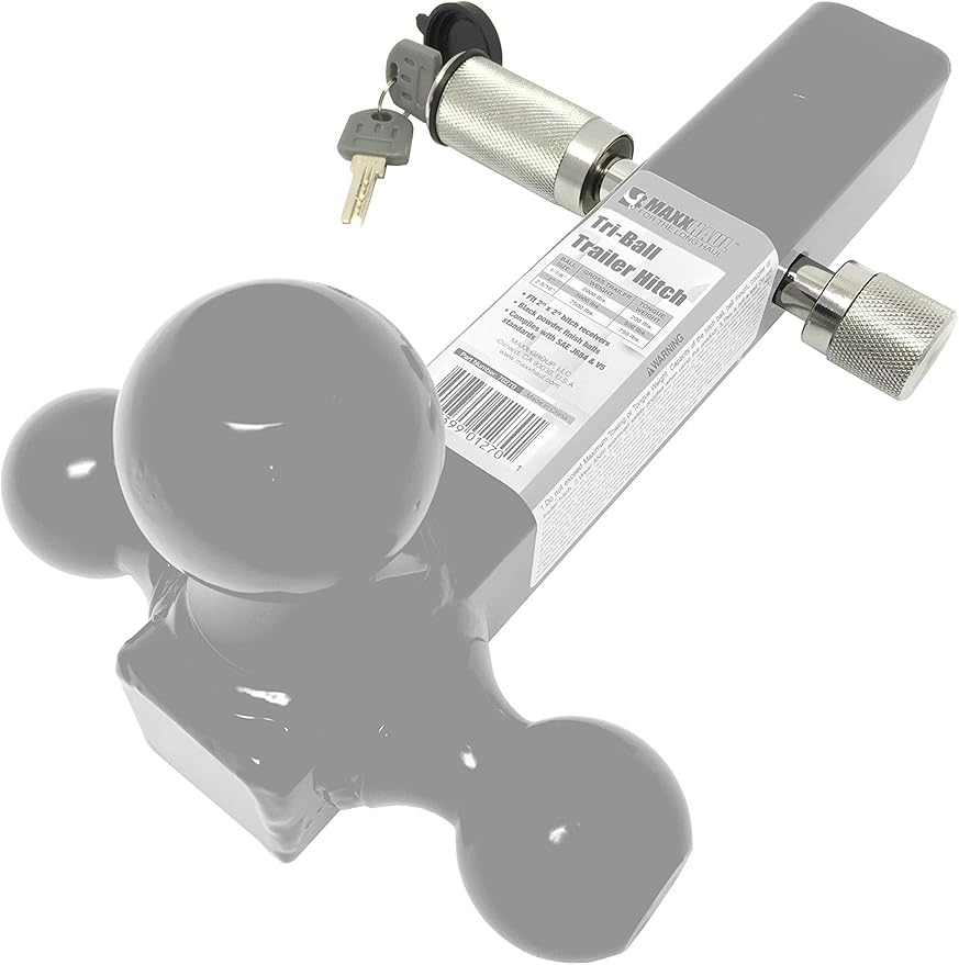 MaxxHaul 70050 Trailer Hitch Lock - Heavy Duty 5/8"- Hitch Locking Receiver Pin With 2 Keys, Chrome