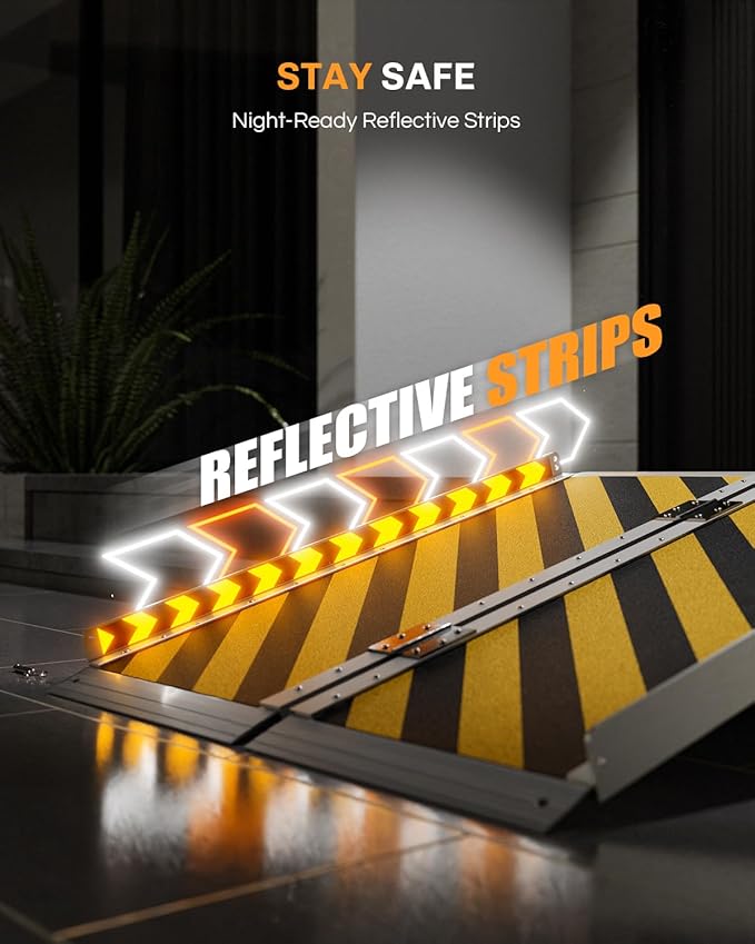 Portable Wheelchair Ramp 4 FT, Aluminum Folding Ramps for Wheelchairs for Home with Handle & Non-Skid Surface, 802 lbs Threshold Ramps for Doorways Steps Stairs Entry Cars Use