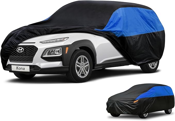 Hyundai Car Cover Custom Fit Hyundai Kona Waterproof All Weather, Lightweight Full Exterior Cover for Automobiles Outdoor Sun UV Rain Dust Snow Wind Protection.