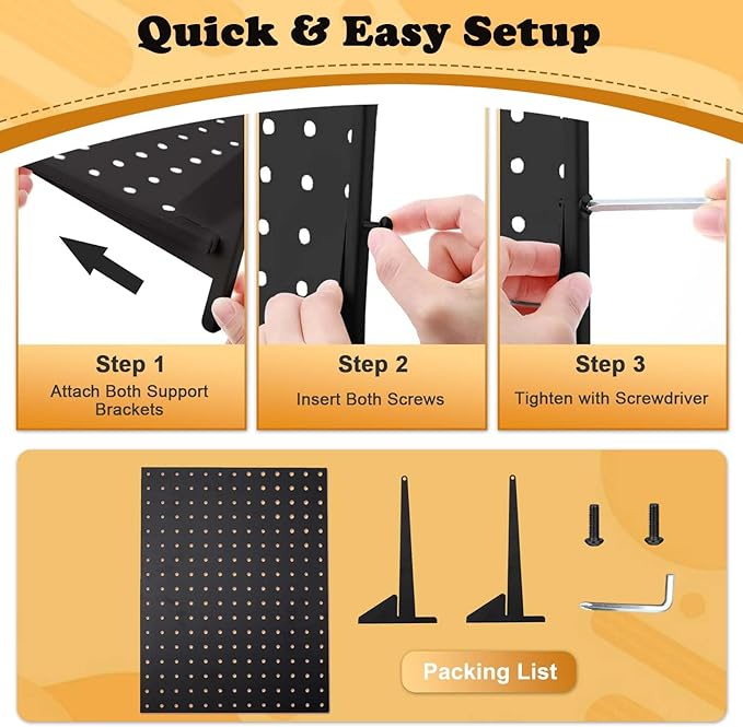 4 Pack Peg Board Display Stand for Vendors with 48 Hooks Metal Tabletop Pegboard Display Stand for Craft Shows 17" X 13" Retail Display Racks For Jewelry Earring Keychain PegBoard Organizer Black