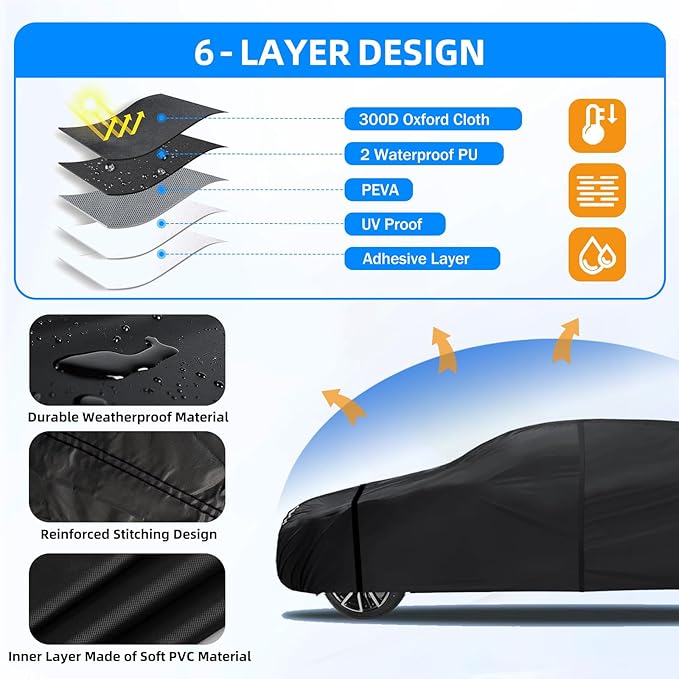 Car Cover for Toyota Corolla 2000-2025,Waterproof Car Cover Custom All Weather Full Exterior Cover Rain Sun Protector with Windproof Straps & Zippered Doors‌