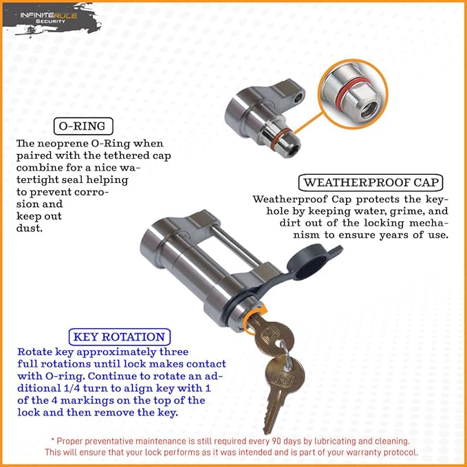 61106 | Trailer Latch Lock for Hook, Thumb, Trigger, & Yoke Trailer Coupler Latch - (3/4" Depth)