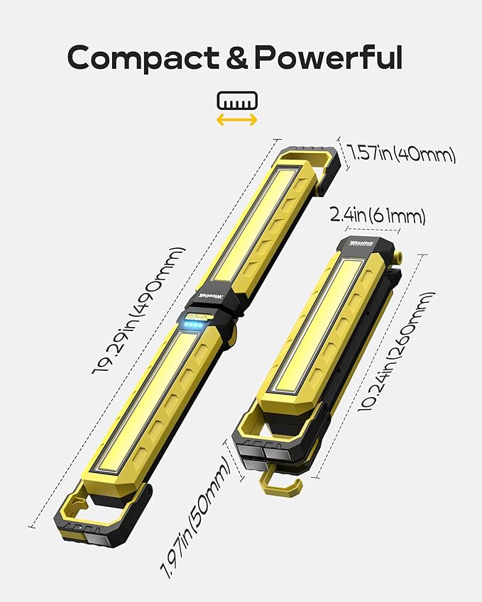 Mechanics Work Light, Under Hood Working Light Bar with Magnetic, 5600AH 3600LM Portable Cordless Work Light for mechanic, Job Site Lighting for Underhood/Mechanic/Car Repairing/Garage -Yellow