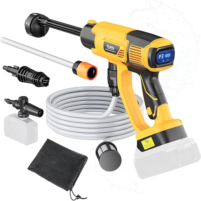 Cordless Pressure Washer Compatible with DeWalt 20V Battery, Ecarke 800 PSI Portable Handheld Power Washer with 6-in-1 Nozzle Foam Cannon for Car Floor Fence Wall Cleaning (Tool only)