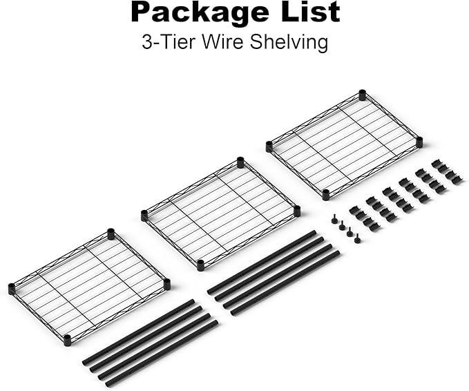 KKN Wire Shelving (11.8"" X15.7 X23), Black, ZWJ-03