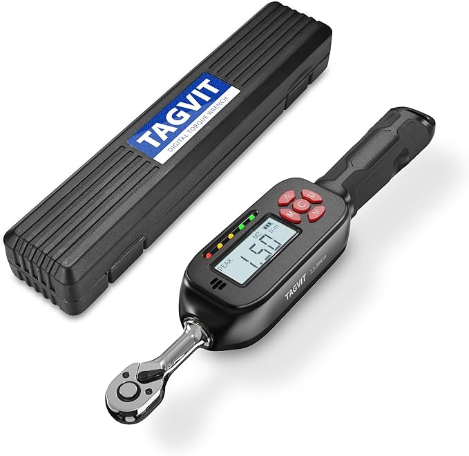 1/4 Inch Drive Digital Torque Wrench, 1.1-22.1Ft.lb/1.5-30Nm Electronic Bike Torque Wrench, ±2% Accuracy with Preset Value, Data Storage, Buzzer and LED Flash Notification for Bicycle Moto