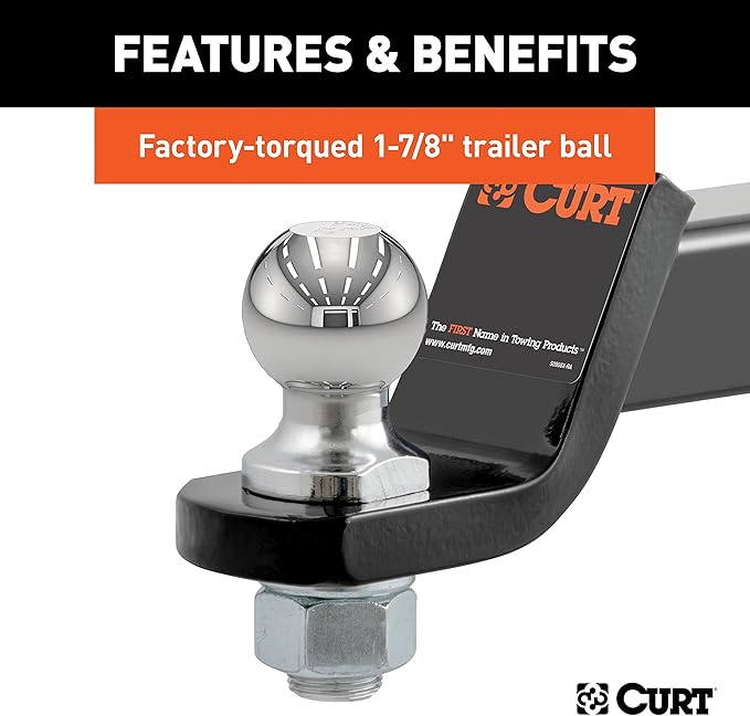 CURT Manufacturing 45034 Class III 2" Loaded Ball Mount with 1-7/8" Ball