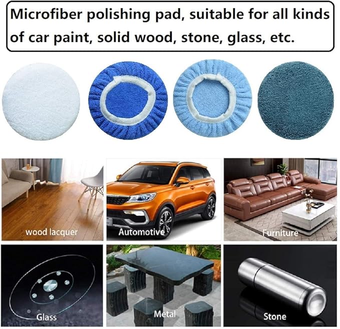 Boltigen 16pcs 5-6 inch Polishing Pad Bonnets 4 Colors Orbital Polishing Pad Microfiber Coral Fleece Bonnet Car Buffer Polisher Waxing Covers for Automobile Glass Cleaning and Polish