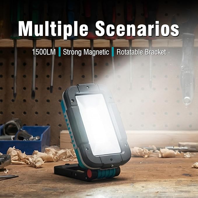 SUNREI LED Rechargeable Magnetic Work Lights COB Mechanic Lights,1500 Lumens, Magnetic Base & Hanging, 7Mode, 10400mAh Magnetic Flashlight Job Site & Security for Car Repair, Emergency, Gift for Men