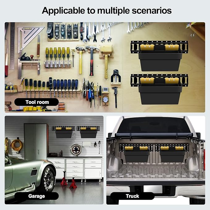 Onesnt 2 Pack E-Track Basket Storage Bin| E Track Box for Tool Organizer - E-Track Accessories for Enclosed Trailer, Workshop, & Garage -Storage e Track Organizer