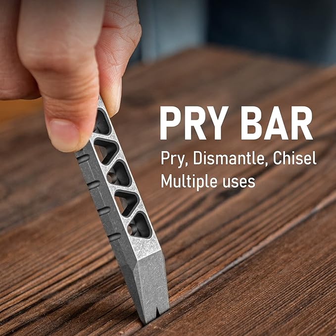 TISUR Titanium EDC Pry Bar, Keychain Pry Bar Multitool With Bottle Opener, Pocket Small Crowbar for Men Outdoor