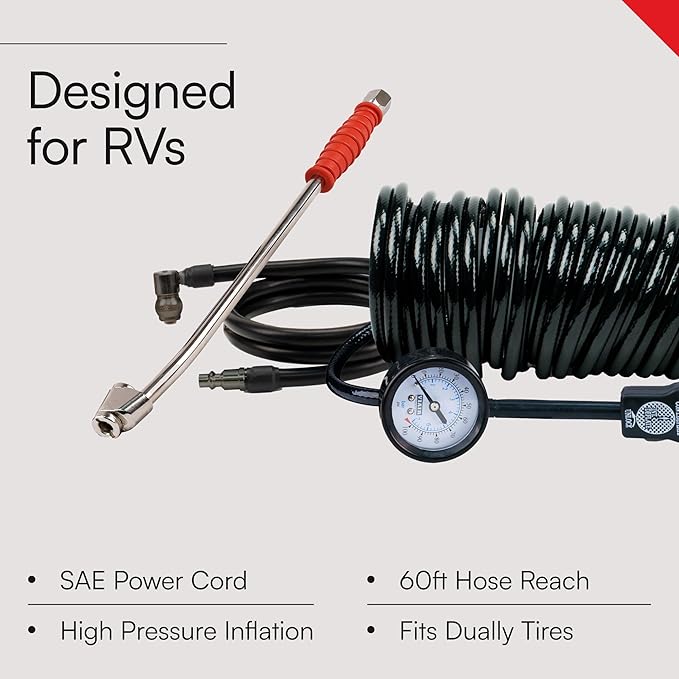 VIAIR 450P-RV EF Enhanced Flow - 45157 12V Tire Inflator Portable Air Compressor with RV Inflation Gun, 90 Degree Chuck | 100% Duty Cycle @ 100 PSI, Max Pressure 150 PSI (SAE, Alligator Clips)