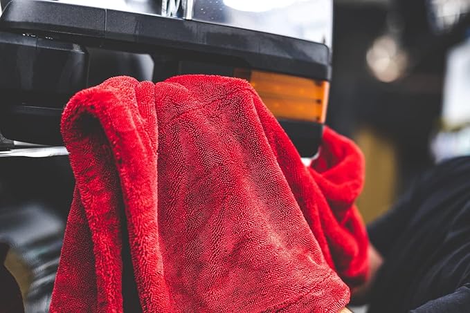 The Rag Company - The 1500 - Heavy Duty Car Drying Towel; Perfect for Trucks, Commercial Vehicles, RVs, Boats, and More; Premium 70/30 Blend Twist Loop Design, 1500gsm, 30in x 30in, Red