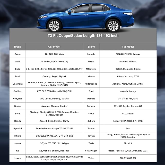 2026 Upgrade Car Cover Waterproof All Weather, Heavy Duty Full Exterior Cover Universal Fit Coupe Ford Mustang/Shelby, Chevrolet Camaro/Corvette, Kia Optima, Audi A4/A5, BMW 5 Series 525i etc.