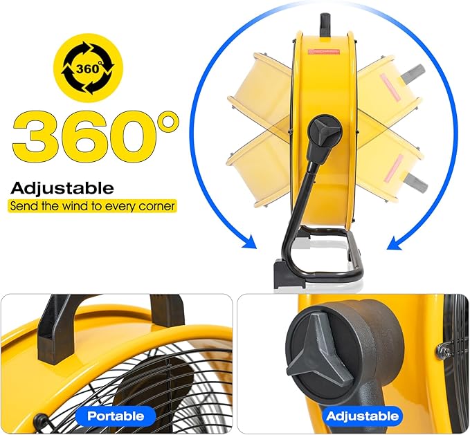 iLiving 20 Inches 5703 CFM Heavy Duty High Velocity Barrel Floor Drum Fan With DC Brushless Motor,Stepless Speed Adjustment for Workshop, Garage, Commercial or Industrial Environment, UL Safety Listed