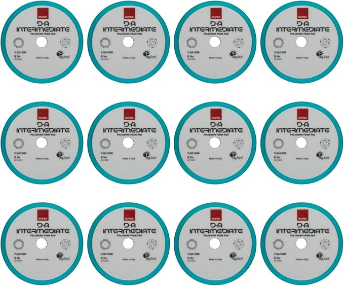 RUPES 9.DA150B Pack of 12 Light Blue D-A Intermediate Foam Polishing Pads 150mm | Ideal for Paint Correction & Gloss Enhancement | Compatible with 5" Backing Plate | Improves Cutting Performance