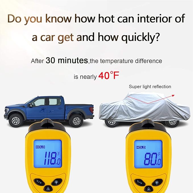 SEAZEN Car Cover 6 Layers, Waterproof Truck Car Cover, Snowproof/UV Protection/Windproof, Universal Car Covers Breathable Fabric with Cotton (231" to 242")