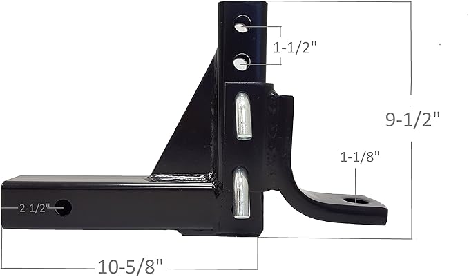 MaxxHaul Adjustable Ball Mount, 5,000 lb Towing Capacity with 8‑Position Height Adjustment, Fits 2" Receivers, Heavy‑Duty Steel Tow Hitch with Dual‑Pin System (70067)
