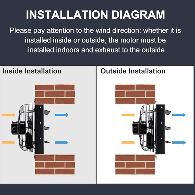 Criditpid 7 Inch Shutter Exhaust Fan with Speed Controller Switch, 576 CFM High Speed Vent Fans, 1700 RPM Wall Mounted Kitchen Exhaust Fans, Vent Fan for Attic, Gable, Shed, Garage Ventilation, Black.