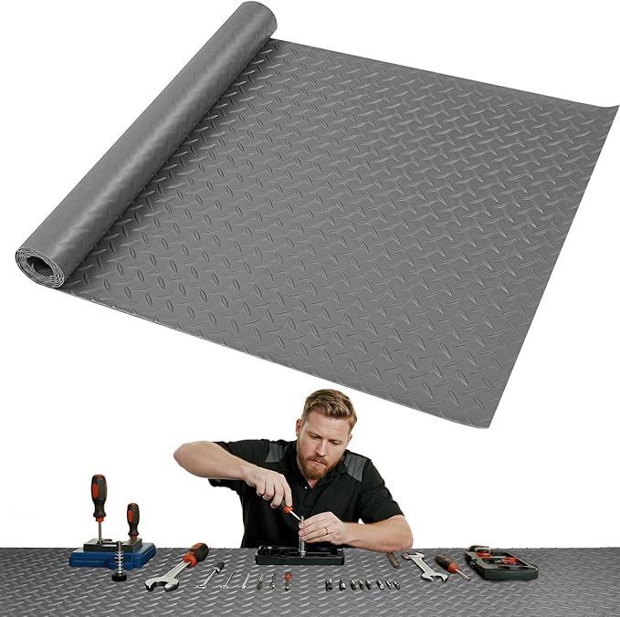 Workbench Mat, PVC Work Bench Mat with Non-Slip Texture, 2mm Thick Scratch & Stain Resistant Surface for Painting, Woodworking, Crafting, Building and Tool Protection (Grey, 23.62" x 47.24")
