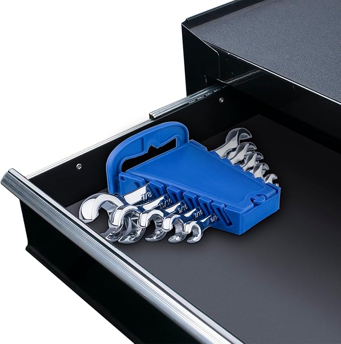 EFFICERE 5-Piece Double-End SAE Flare Nut Wrench Set in Rack, Size 1/4, 5/16, 3/8, 7/16, 1/2, 9/16, 5/8, 11/16, 3/4, 7/8” | Cr-V Steel, 6-Point Head, Best Line Wrench for Fuel, Brake, Air Conditioning