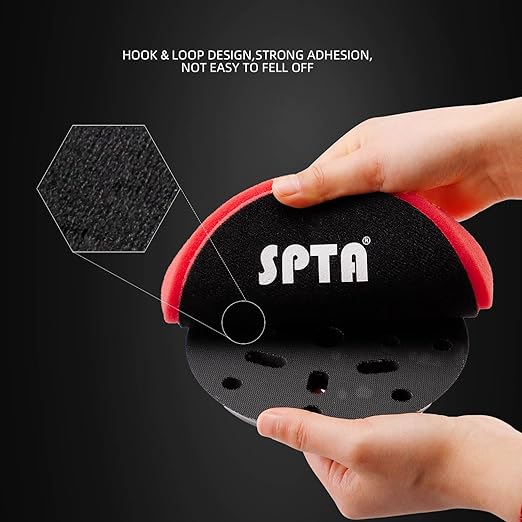 Red T10 Ultra-Fine Finishing Foam Polishing Pads, SPTA 1Pcs 5.5 Inch Face for 5 Inch 125mm Backing Plate Compound Buffing Sponge Pads for Car Buffer Polisher Compounding, Polishing and Waxing-FPTSS5R