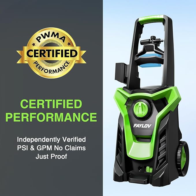 Pressure Washer, Power Washer with GFCI Safety Plug & No-Bend 360° Nozzle, 1.33 GPM Pressure Washer Complete with Foam Cannon & 4 Nozzles for Car & Home