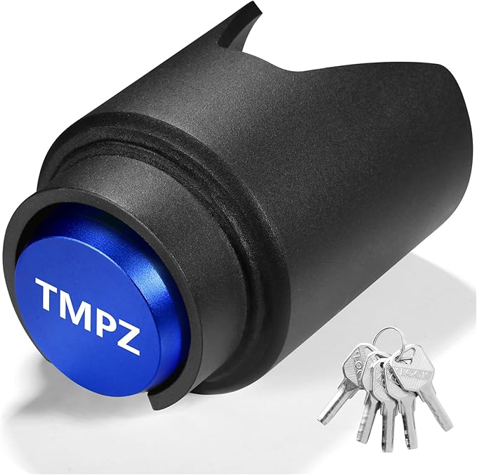 TMPZ Upgraded Heavy Duty Steel Trailer Hitch Lock for Most 2 Inch Couplers – Coupler Lock Secures Safety Chains, Anti-Theft Weatherproof Protection for RV, Pickup, Camper & Utility Trailers (Blue)