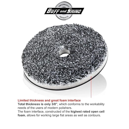Buff and Shine URO-Fiber Microfiber Pad for Car Compounding, Cutting, Buffing, Waxing, and Polishing - Compatible with Long-Throw, High-Action, Dual-Action, and Random Orbital Polisher - 6 in (1 Pad)