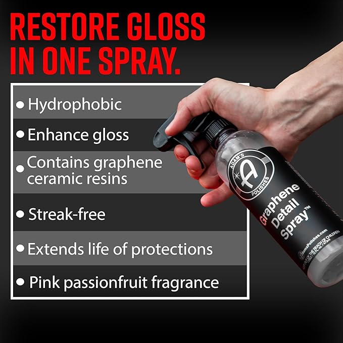 Adam’s Graphene Detail Spray Refill Kit - Extends Protection of Waxes, Sealants, & Coatings | Quick, Waterless Detailer For Car Detailing | Clay Bar, Drying Aid, Add Shine Gloss Ceramic Protection
