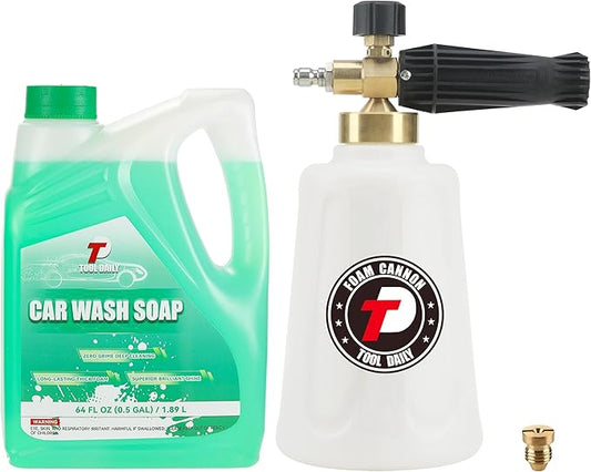 Tool Daily Foam Cannon for Pressure Washer with Car Wash Soap, Adjustable Snow Foam Lance, Additional Orifice Nozzle 1.1mm, 1/4” Quick Connect