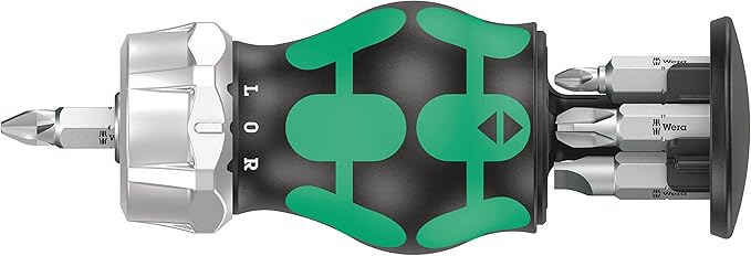 Wera 05008885001 Kraftform Kompakt Stubby magazine RA 3, Stubby Ratchet Screwdriver with Bit Magazine, 6 pieces