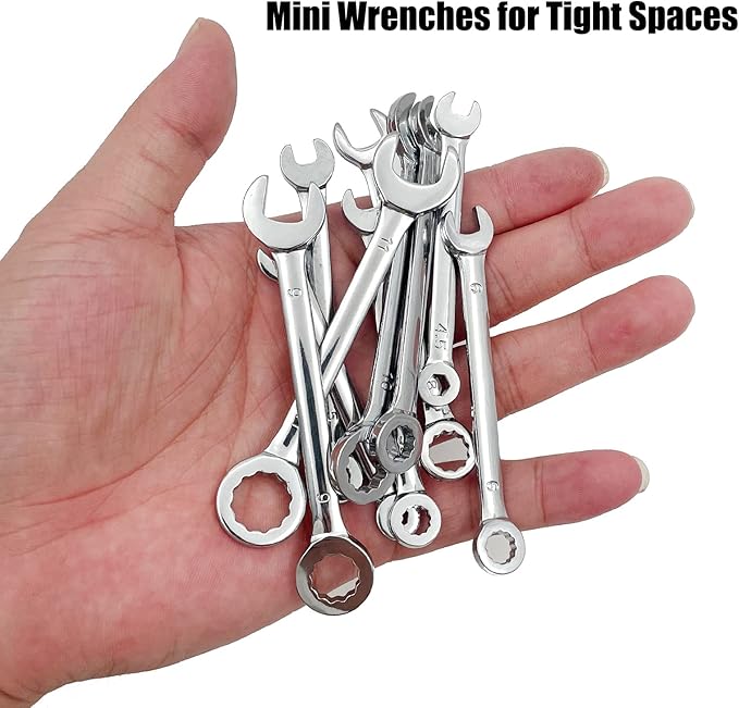 Mini Wrench Set Open End Wrench Combination Wrench Sets With Chain Ring Metric Type Wrenches (10pcs)