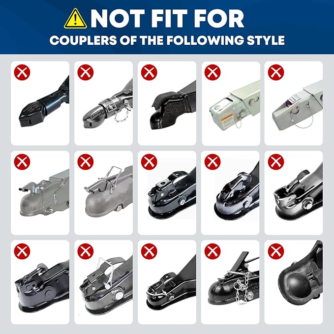 Kohree Trailer Lock, Heavy Duty Trailer Coupler Lock Fits 2 5/16-Inch, 2" Couplers, Trailer Hitch Locks Trailer Tongue Lock Durable Structural Steel Safety RV Lock, 4 Keys 4 Dust Covers, Black