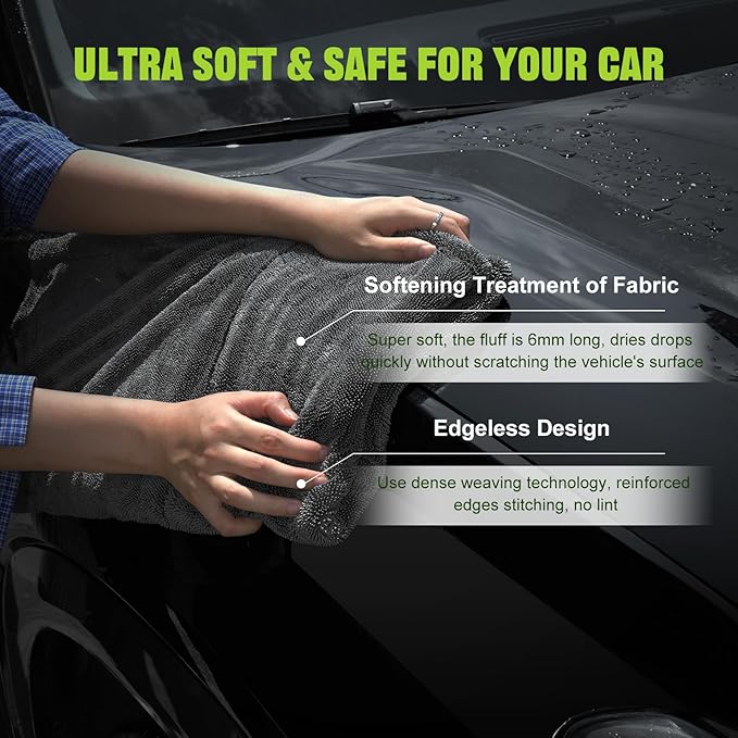 TTRCB Car Wash Kit, Car Cleaning Kit, 2PCS Car Drying Towel (36" x 24"), Car Wash Mitt, Microfiber Towels for Cars, Ultra-Absorbent, Streak Free, Car Detailing Accessories Supplies for SUV, RV, Trucks