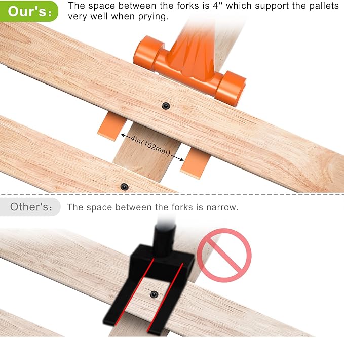 110 Degree Pallet Buster, 48'' All-Steel Handle Deck Board Removal Tool, Durable Pallet Breaker, Multifunctional Pallet Pry Bar for Efficient Board Removal and Lift Heavy Objects