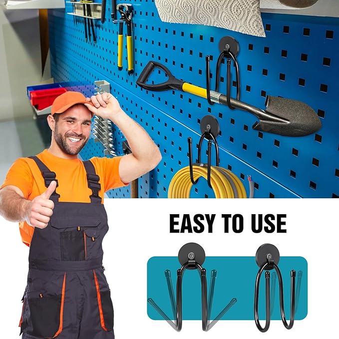 Magnetic Hooks, Adjustable Heavy Duty Magnetic Hook, Utility Magnetic Extension Cord Organizer for Power Drill,Garden Tools, Hose,Pegboard,Garage, Workshop (2PCS 20 Pounds)
